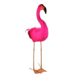 Northlight 39.5" Standing Hot Pink Feathered Flamingo Decoration