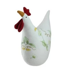 Northlight 12" White, Soft Green, and Yellow Floral Rooster Chicken Spring Decoration