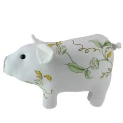 Northlight 13.25" White, Soft Green and Yellow Floral Pig Spring Tabletop Decoration