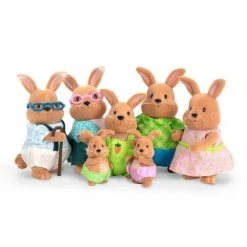 Li'l Woodzeez Li'l Woodzeez Miniature Animal Figurine Set - Cottonball Rabbit Family