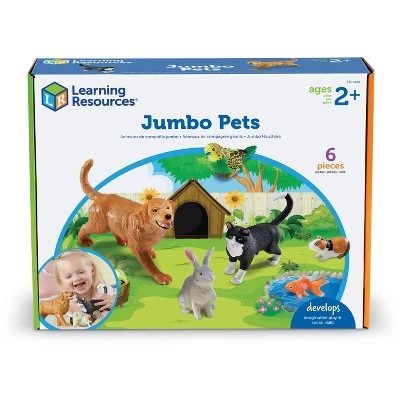 Learning Resources Jumbo Domestic Pets I Cat, Dog, Rabbit, Guinea Pig, Fish and Bird, 6 Animals - Image 2