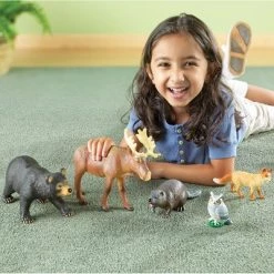 Learning Resources Jumbo Forest Animals I Bear, Moose, Beaver, Owl, and Fox, 5 Pieces, Ages 3+
