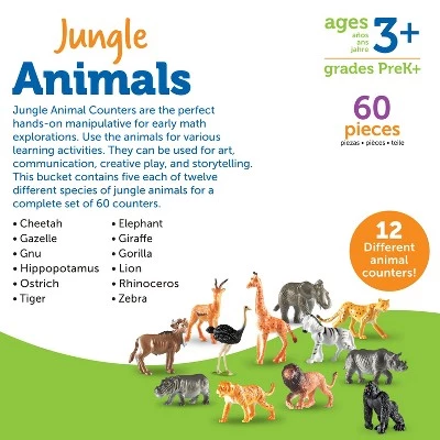 Learning Resources Jungle Animal Counters - 60 Pieces, Ages 3+ Toddler Learning Toys, Educational Counting and Sorting Toys - Image 4