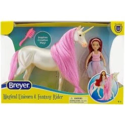 Breyer Animal Creations Breyer Freedom Series 1:12 Scale Model Unicorn Set | Sky & Fantasy Rider Meadow