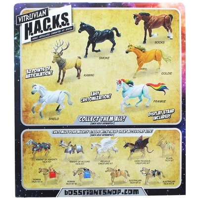 Boss Fight Studio, LLC Vitruvian H.A.C.K.S. Mighty Steeds Action Figure Mount | Smoke (Black Horse)